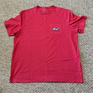 Men’s Vineyard Vines Pocket T-shirt | XL | Pink + Light Blue Whale Design